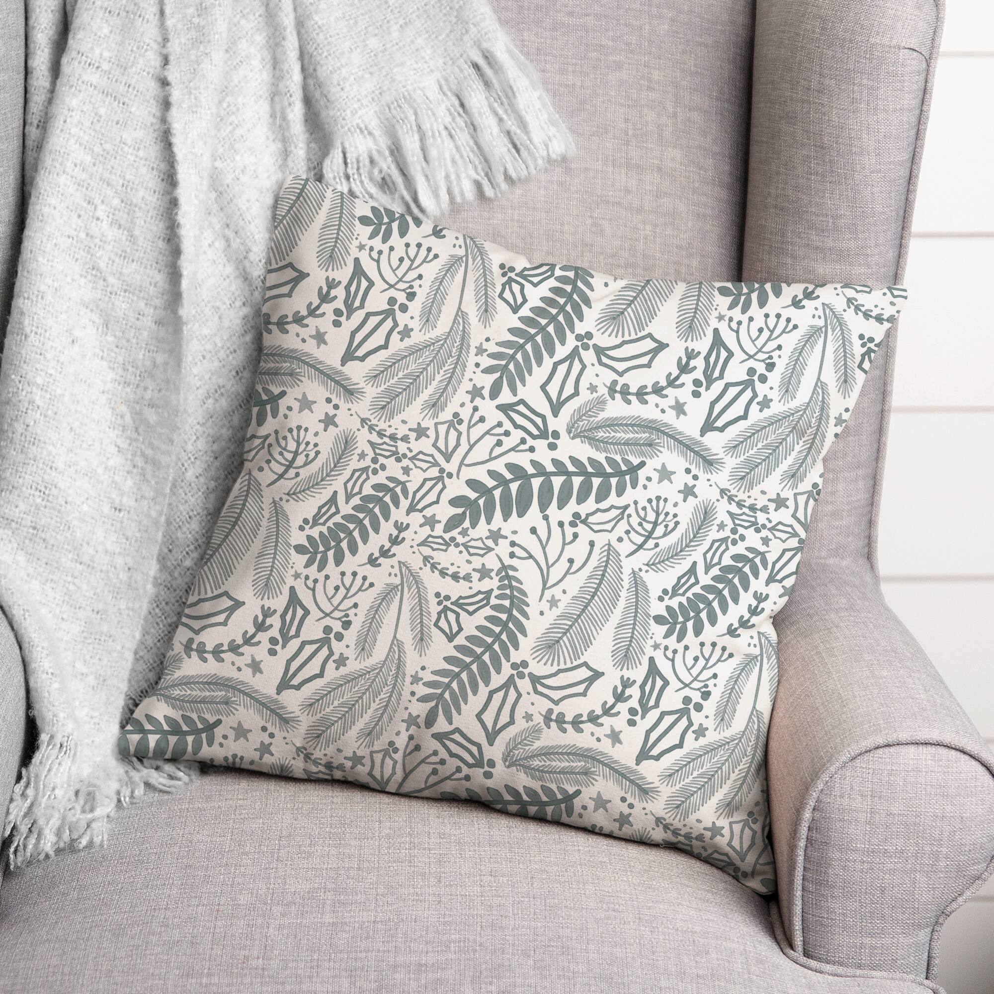 Green Winter Pattern 18" x 18" Throw Pillow